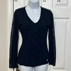 Versace collection vintage v neck sweater with rhinestones on sleeves